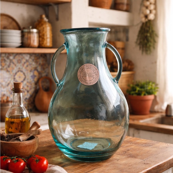 vidrios san Miguel Other - Artisan Green Tinted Glass Vase with Handles